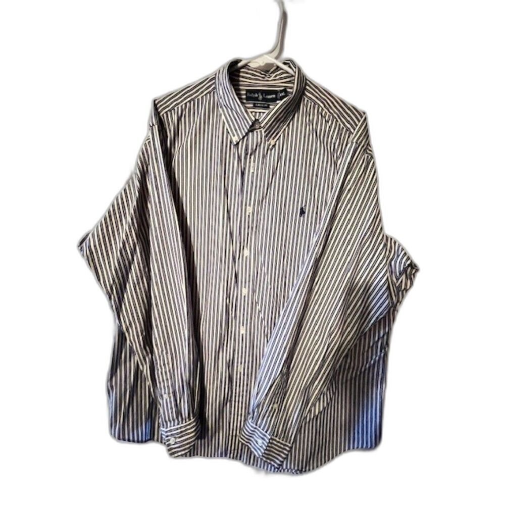 Ralph Lauren blue and yellow stripe button down long sleeved shirt XXL